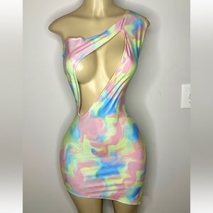 Custom metallic tie die dress